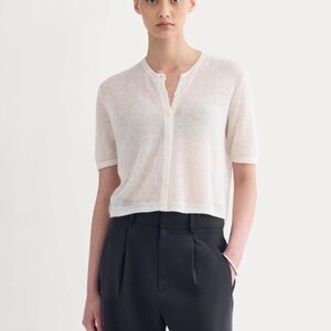 EVERLANE THE AIR ALPACA SHORT CARDIGAN Elegant White Sheer Women's Top